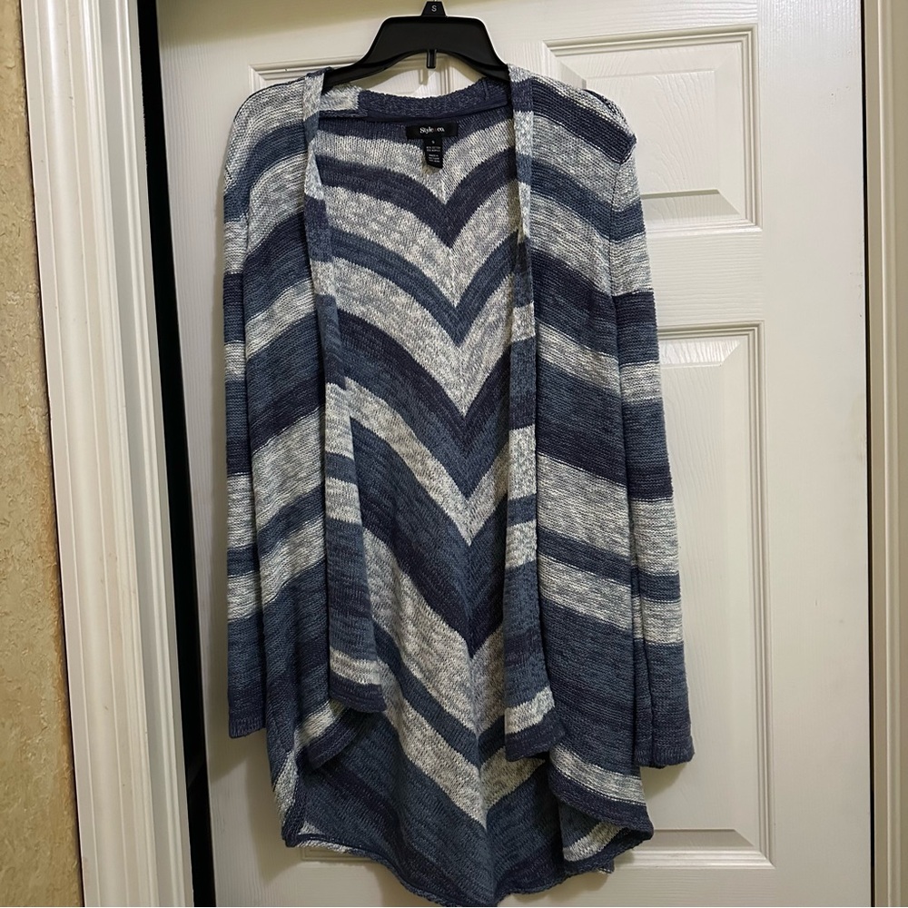 Style & Co Striped Open-Front Cardigan Sweater Size Small
